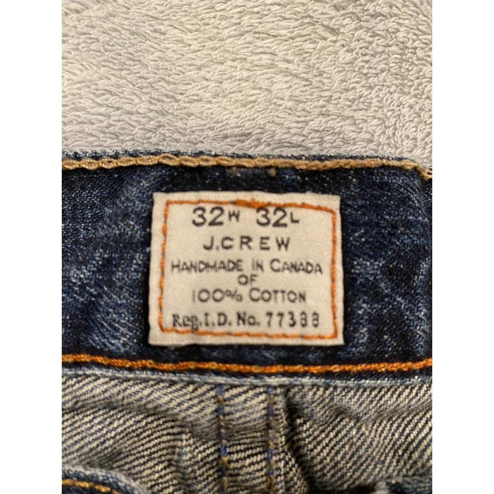 J Crew Jeans Mens 32x32 Blue Dark Wash Denim Measures 32x32 Handmade In Canada